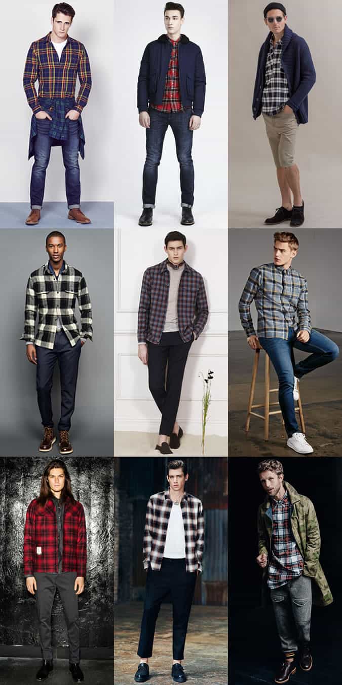 Men's Plaid/Check Flannel Shirts Outfit Inspiration Lookbook