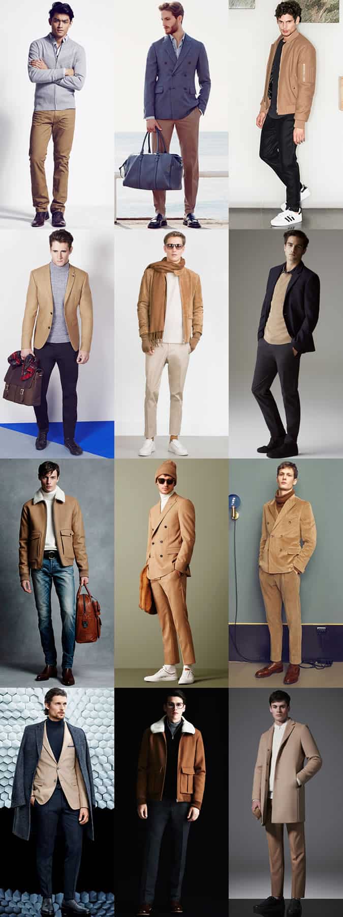 Men's Camel Clothing Outfit Inspiration Lookbook