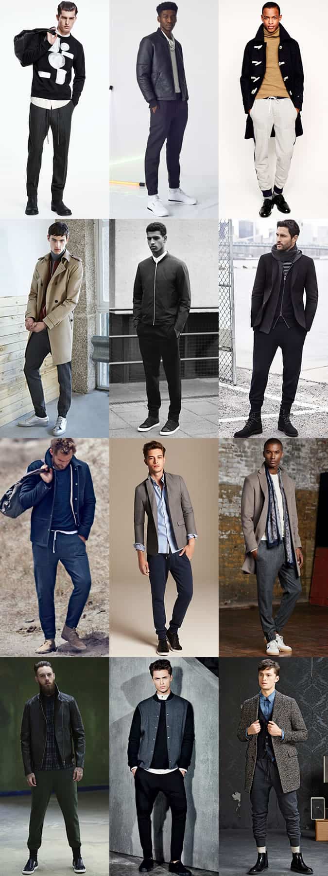 Men's Slimline and Tapered Jogging Bottoms/Sweatpants Outfit Inspiration Lookbook