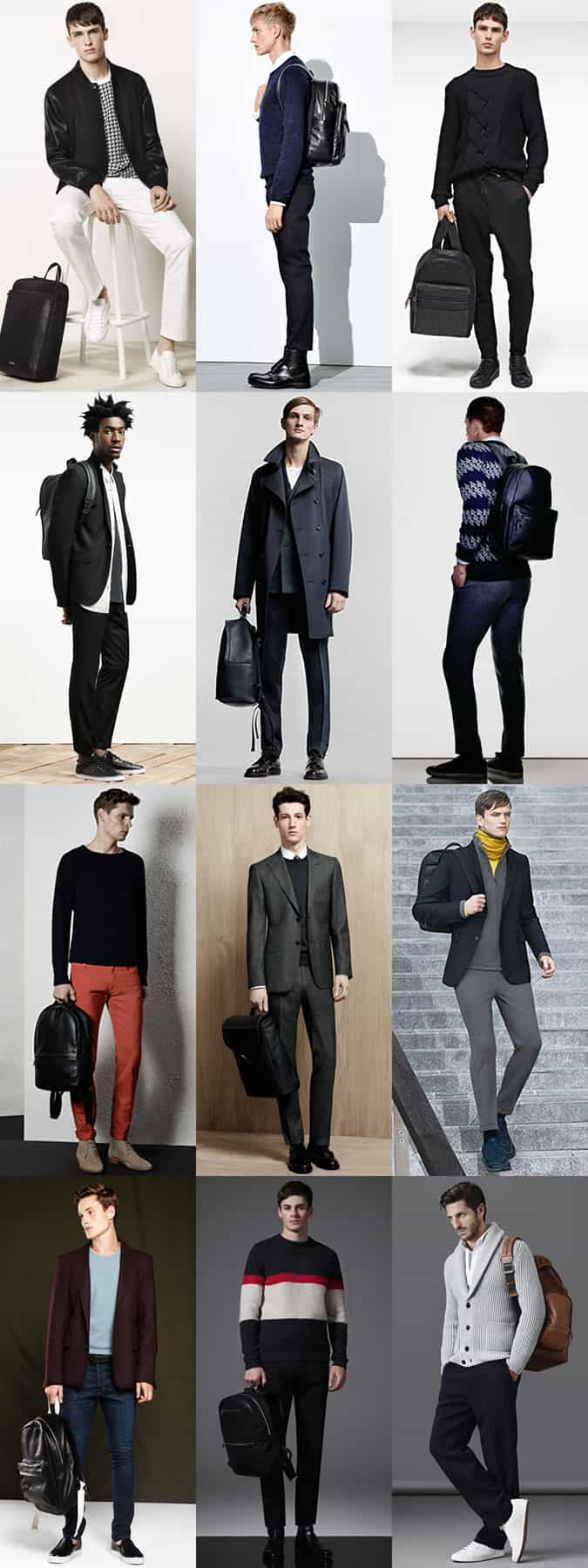 Men's Leather Backpacks Outfit Inspiration Lookbook