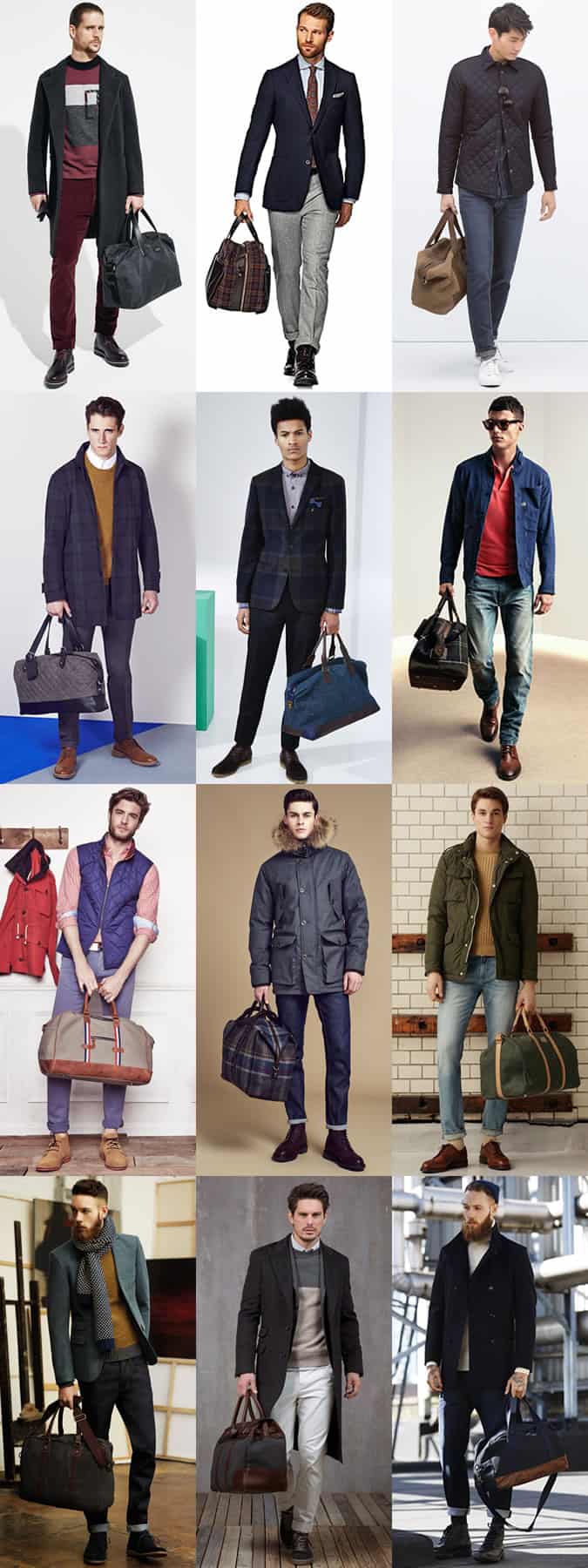 Men's Fabric Holdalls and Weekender Bags Outfit Inspiration Lookbook