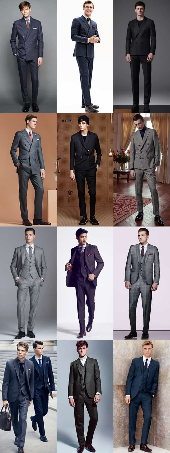Men's Double-Breasted and Three-Piece Suits Outfit Inspiration Lookbook