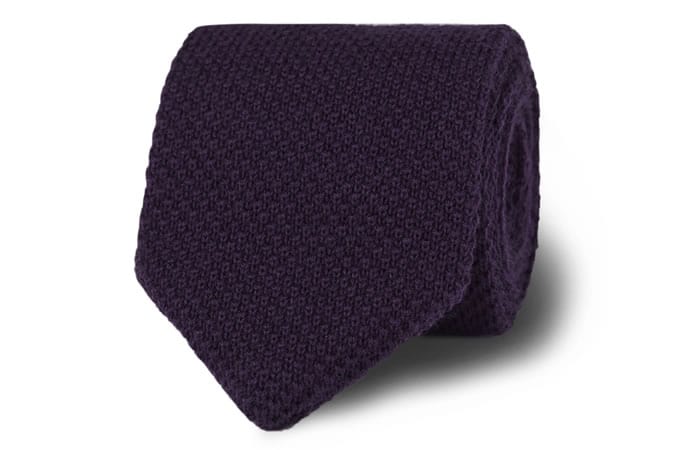 T.M.Lewin Plum Knitted Wool Slim Tie