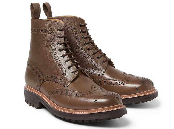 Grenson Fred Grained Leather Brogue Boots