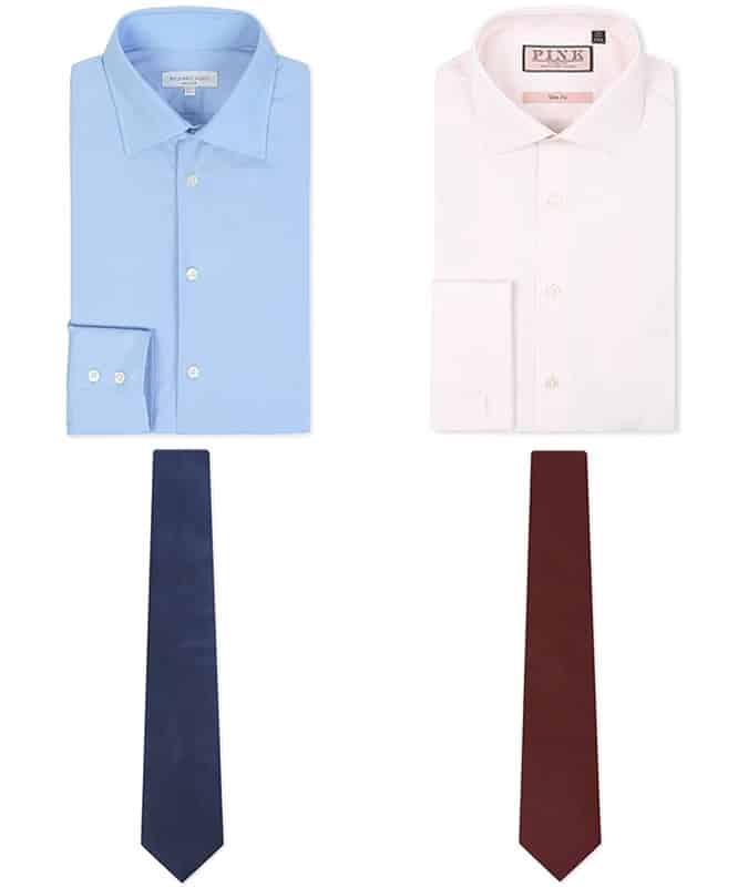 Men's Block Colour Shirts and Ties Combinations