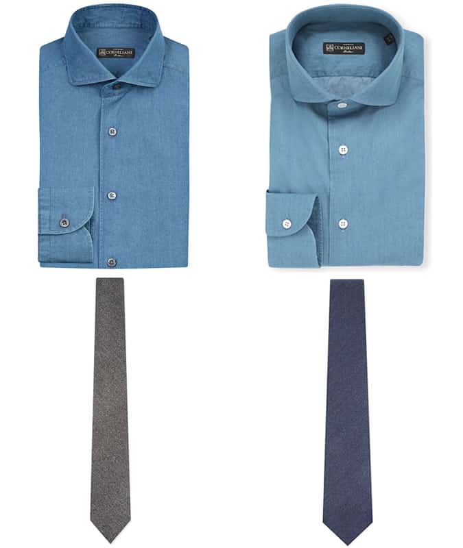 Men's Chambray Shirts and Wool Ties Combinations