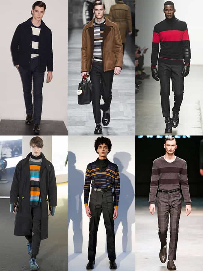 Men's Colour Block Striped Knitwear On The AW15 Menswear Runways