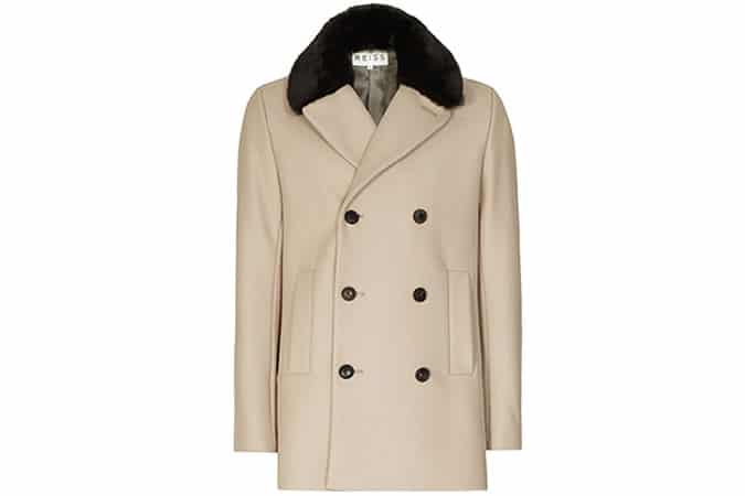 Reiss Maverick Faux Fur Collar Coat