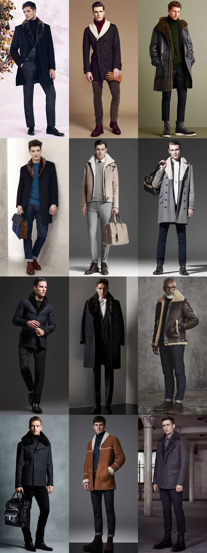 Men's Shearling and Faux Fur Collared Jackets Outfit Inspiration Lookbook