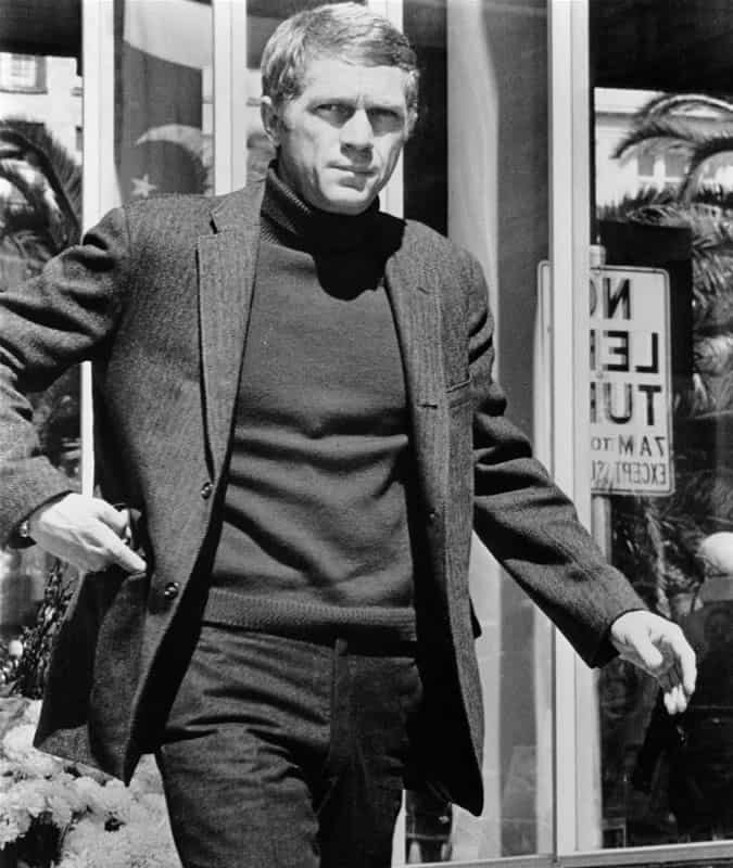 Steve McQueen wearing a roll neck as Frank Bullitt in Bullitt