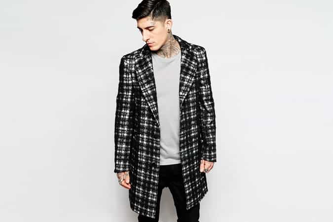Sisley Monochrome Check Overcoat