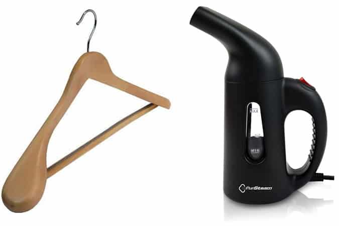 Clothes Steamer and Wooden Hangers