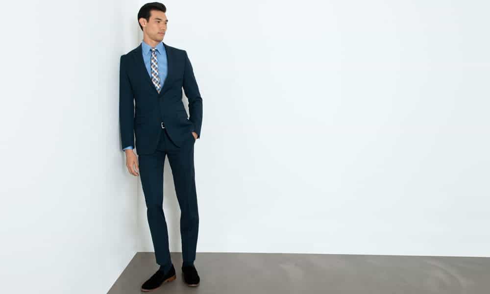 Combatant Gentlemen NAVY GUNCHECK SLIM FIT SUIT