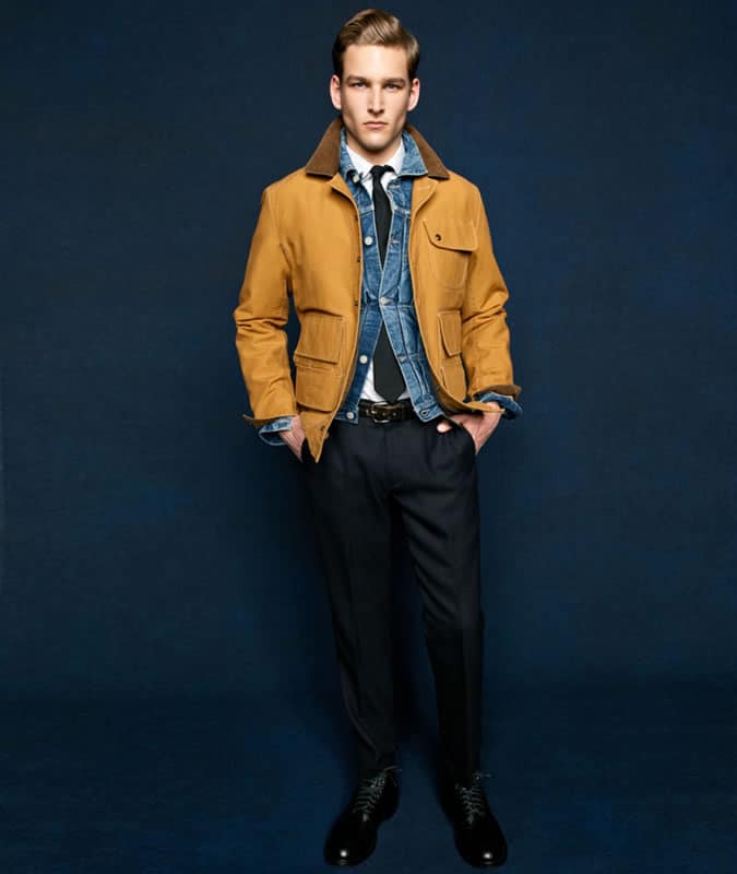 Men's Shirt & Tie With Denim Jacket