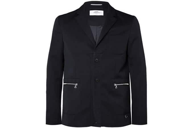 OAMC Navy Slim-Fit Satin-Trimmed Wool-Hopsack Blazer
