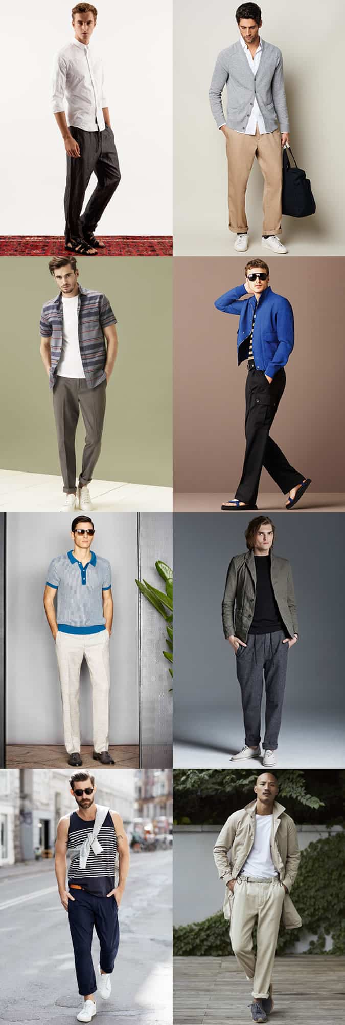 Men's Spring/Summer Wide-Relaxed Leg Trousers Outfit Inspiration Lookbook
