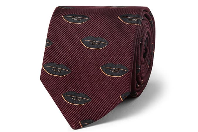 Dries Van Noten Lip Patterned Silk Jacquard Tie