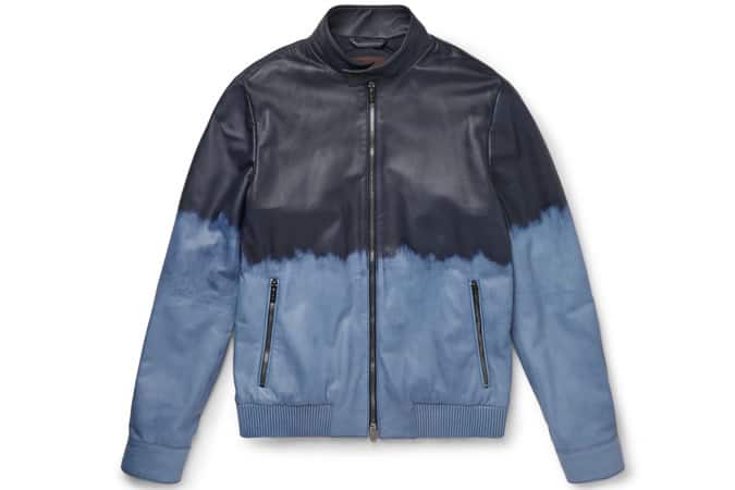 Tod’s Slim-Fit Dégradé Waxed-Leather Bomber Jacket