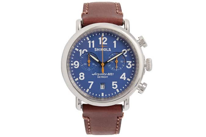 SHINOLA The Runwell 47mm Chronograph Stainless Steel And Leather Watch