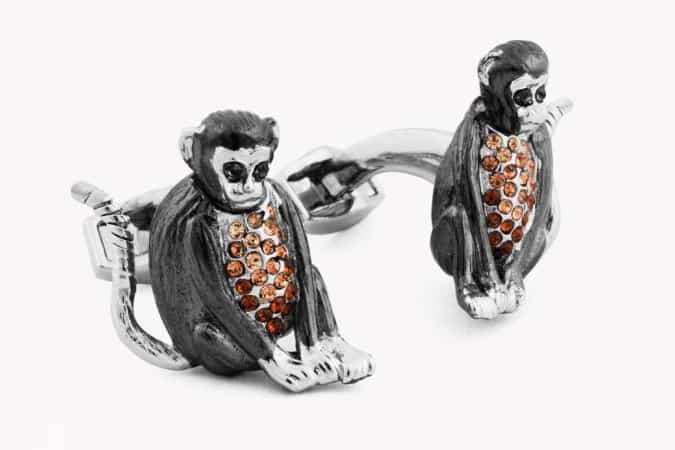 RT by Tateossian Mechanimals Gunmetal Plated Monkey Cufflinks