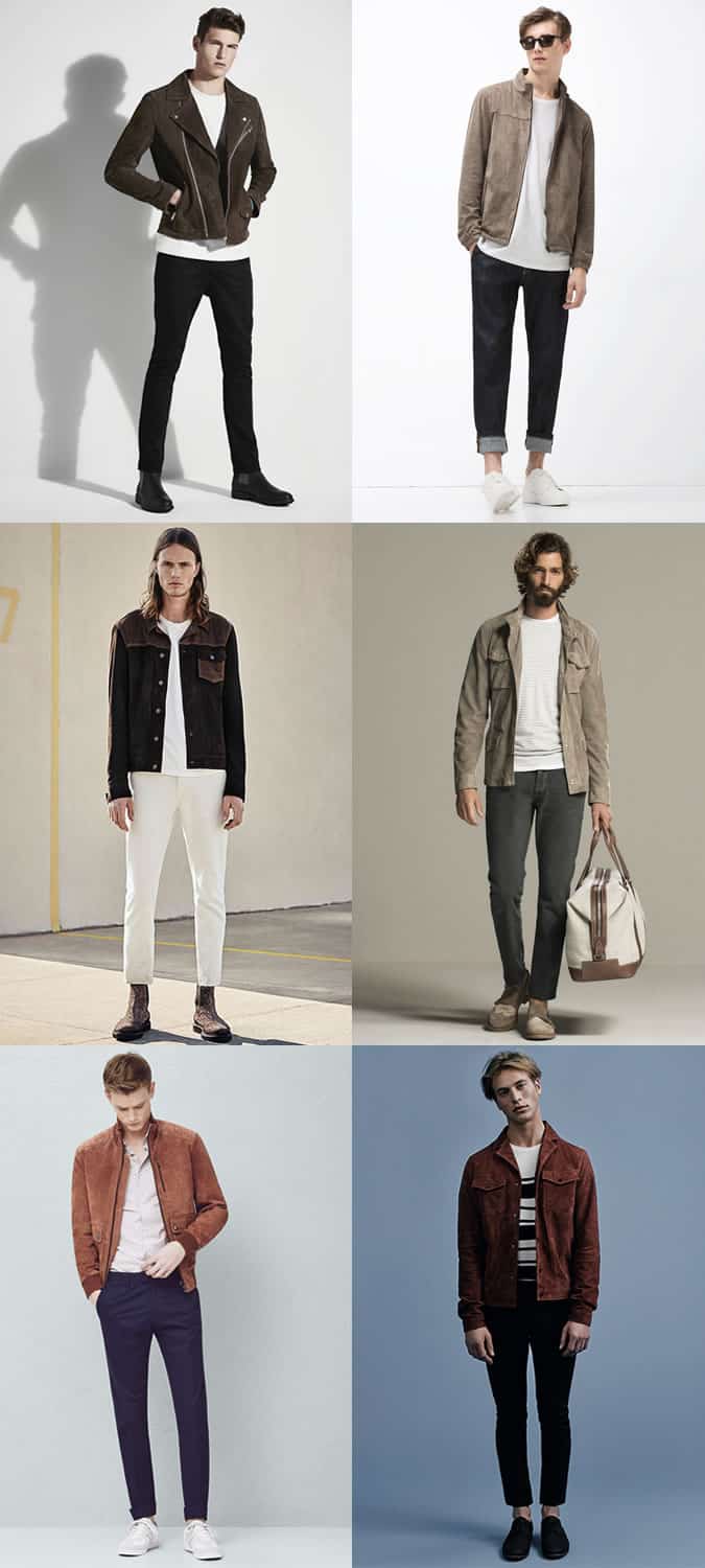 Men's Suede Outerwear Outfit Inspiration Lookbook