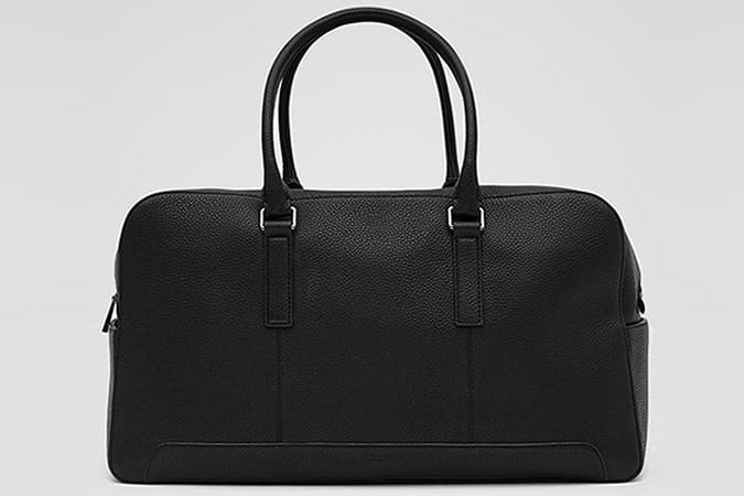 Lever Black Leather Weekend Holdall