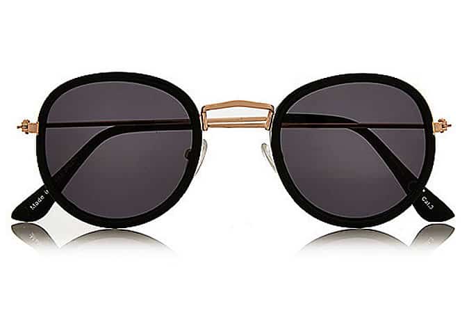 Black Rubberised Round Sunglasse