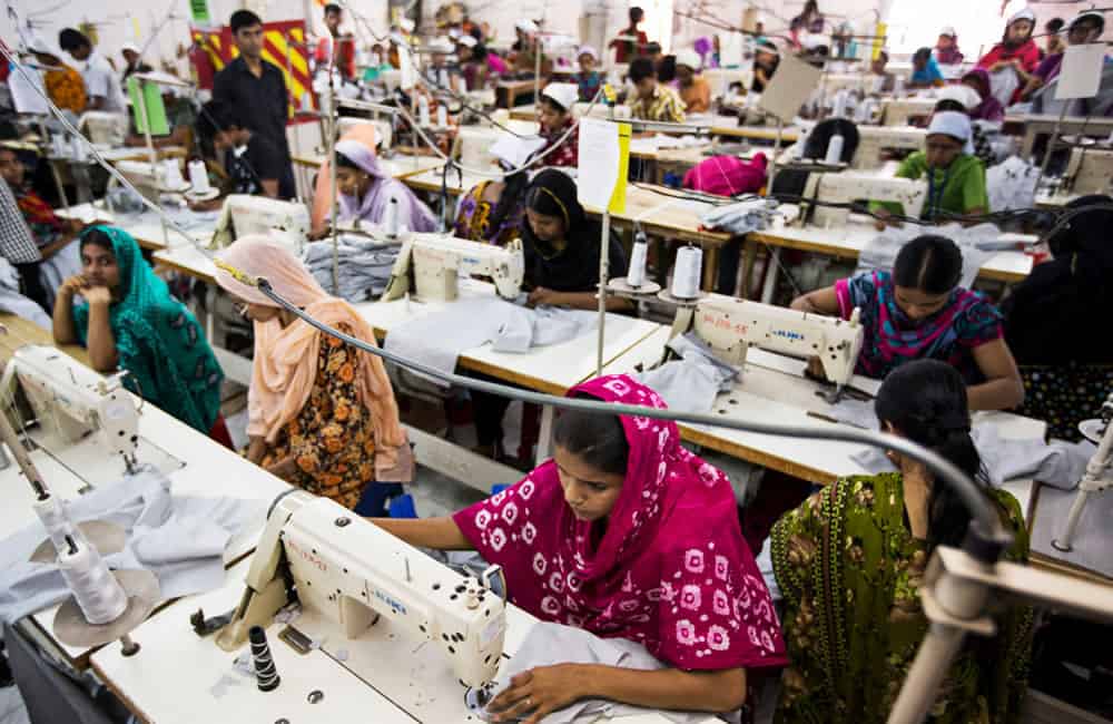 Workers in a Bangladeshi clothing factory