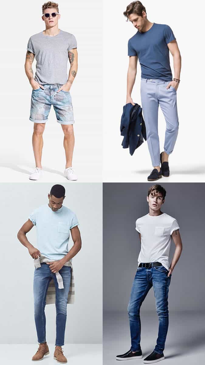Men's Neutral Cotton T-Shirts Outfit Inspiration Lookbook