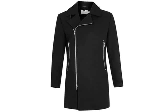 Topman Black Wool Blend Biker Jacket