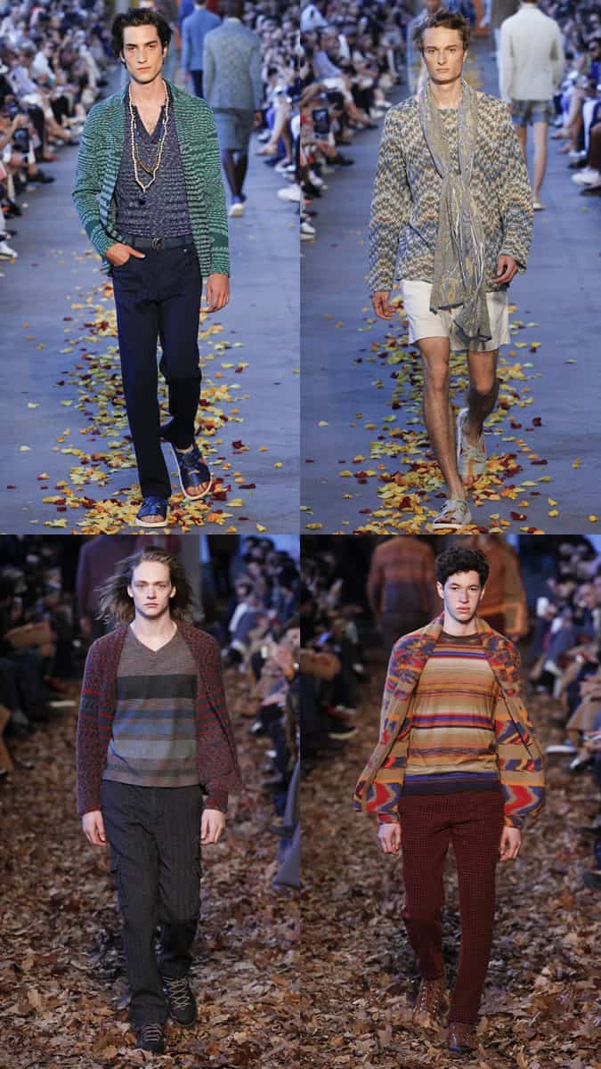 Printed knitwear on the SS16 (top) and AW16 (bottom) Missoni runways