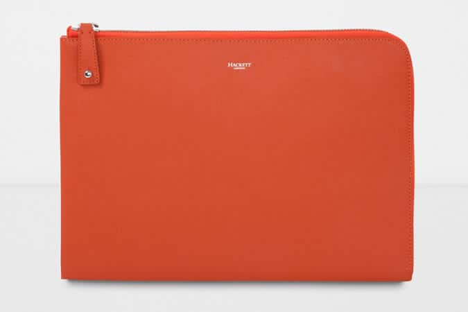 Hackett Orange Leather Document Wallet