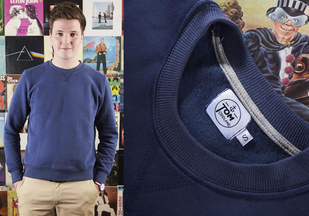Tom Cridland offers sweatshirts, blazers and T-shirts guaranteed for 30 years