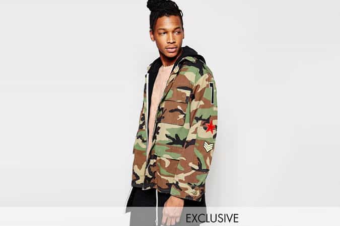 Reclaimed Vintage Camo BDU Jacket With Patches