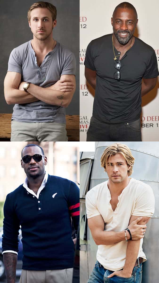 Henley Tops - Ryan Gosling, Idris Elba, Lebron James, Chris Hemsworth