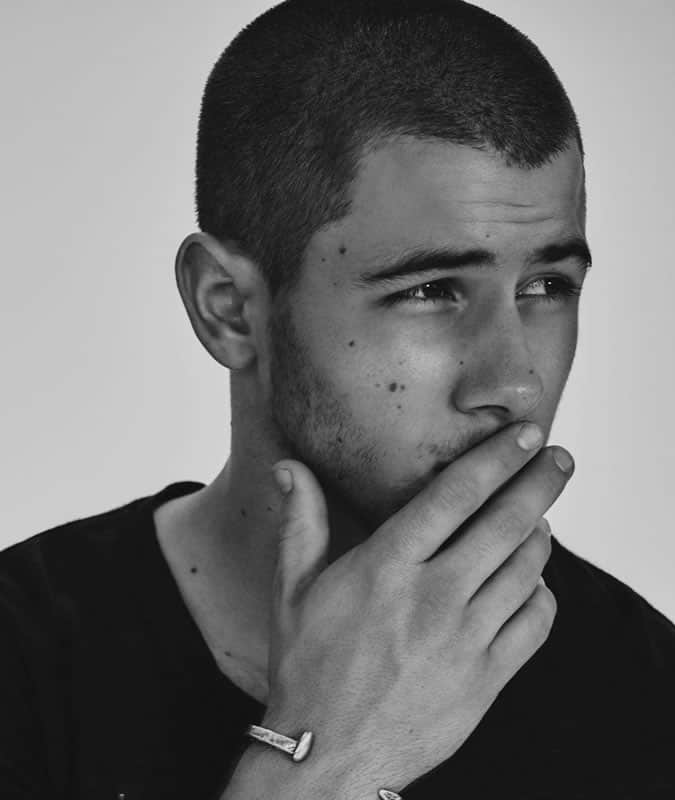 Nick Jonas Sahved Head/Buzz Cut Hairstyle