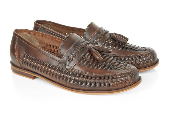 Leather Woven Tassel Loafers