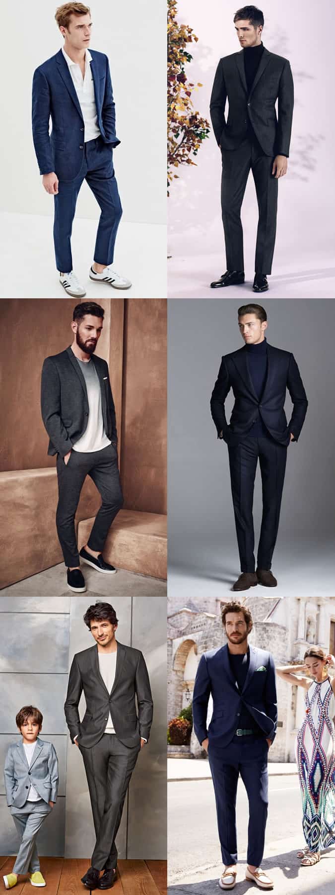 Men's t-shirts, polos and roll necks with suits outfit inspiration lookbook
