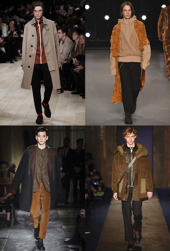 Earth Tones on The AW16 Menswear Runways including Burberry, Topman Design, Boglioli and Coach