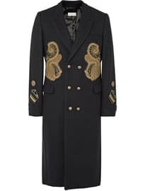 DRIES VAN NOTEN Rennie Slim-Fit Double-Breasted Appliquéd Wool-Blend Coat