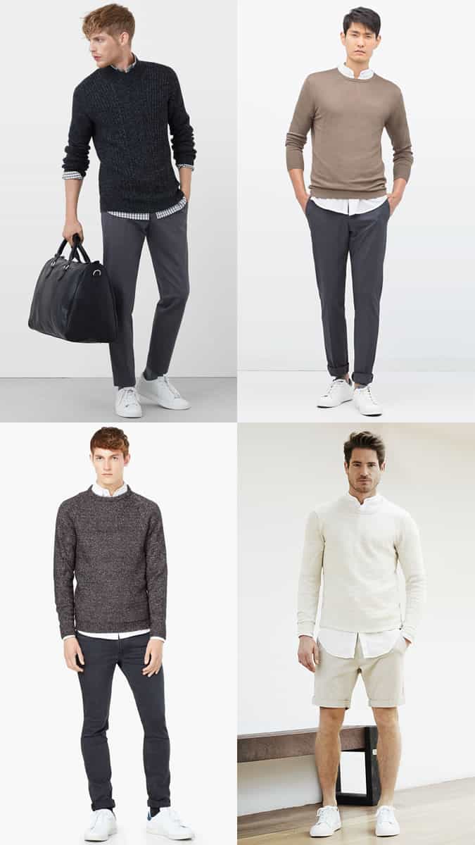 Men's Lightweight Jumper + Shirt Layering Combination Outfit Inspiration Lookbook