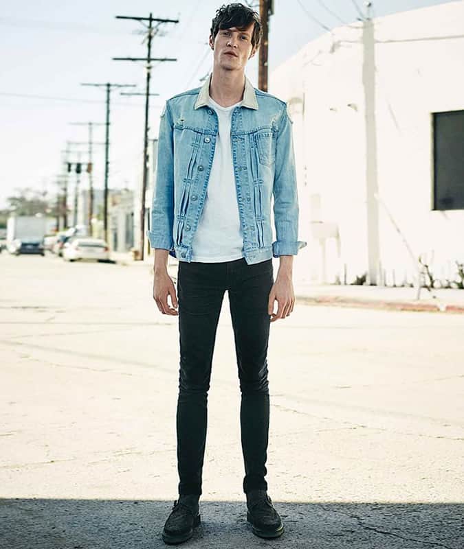 White Tee + Denim Jacket + Contrast Jeans