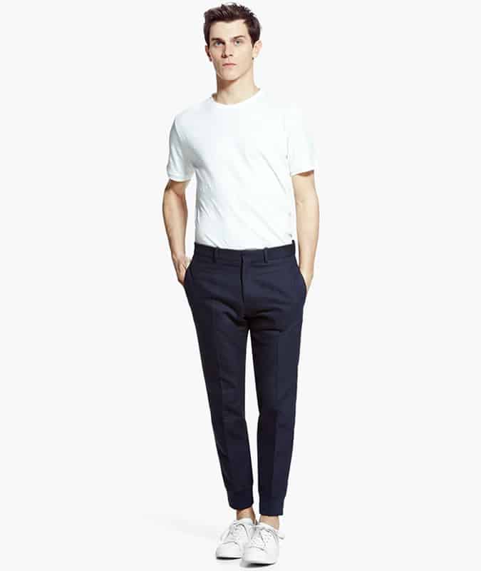 White Tee + Smart Wider Leg Trousers