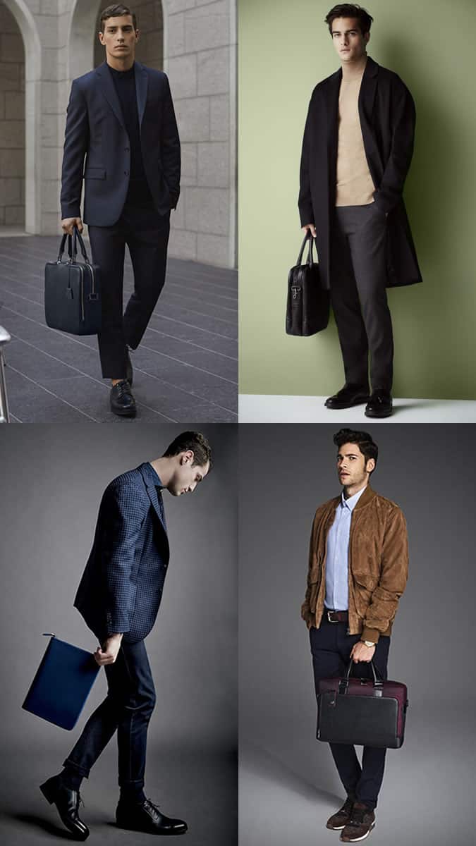 Men's Soft Sided Briefcases and Document Holders Outfit Inspiration Lookbook - Autumn/Winter 2016 Accessory Trends
