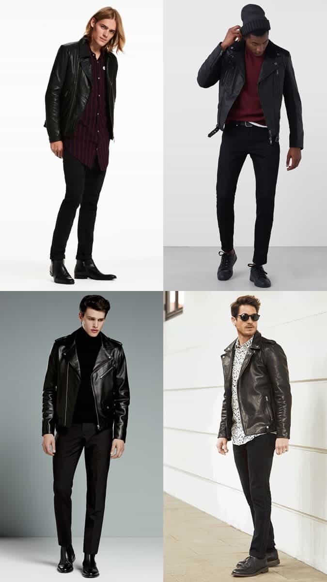 Men's Leather Biker Jacket Outfit Inspiration Lookbook For Autumn/Winter