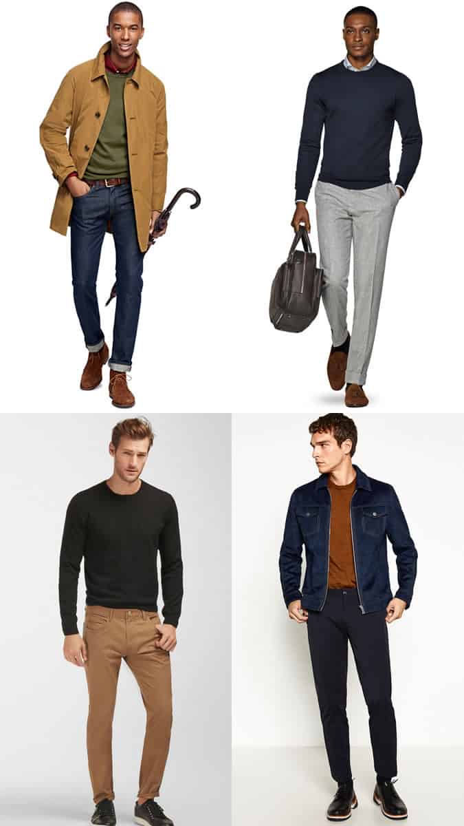 Men's Merino Wool Crew Neck Jumper Outfit Inspiration Lookbook For Autumn/Winter
