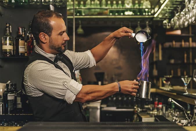 Flaming a cocktail