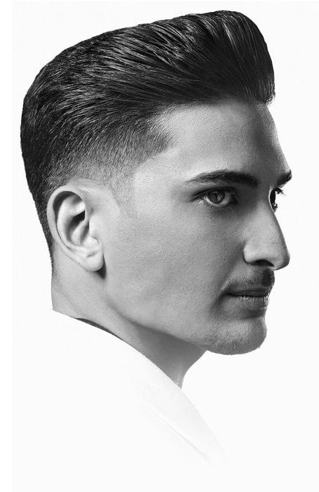 Men's Fade With Blunt Pompadour