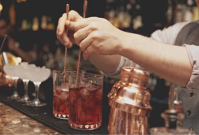 Stirring a cocktail