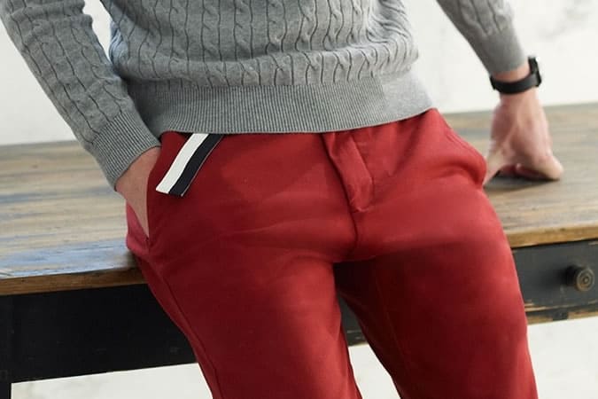 red trousers